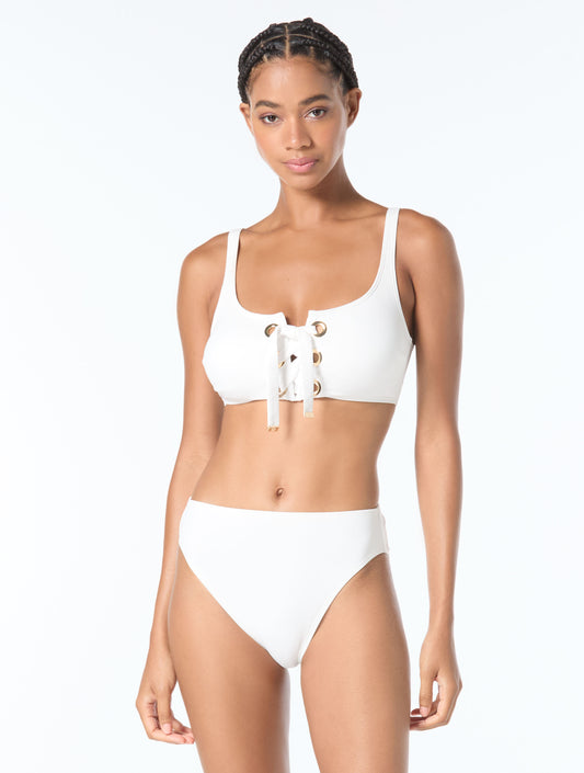 MICHAEL Michael Kors Lace Up Grommets Bralette Bikini Top - Grommet Solids