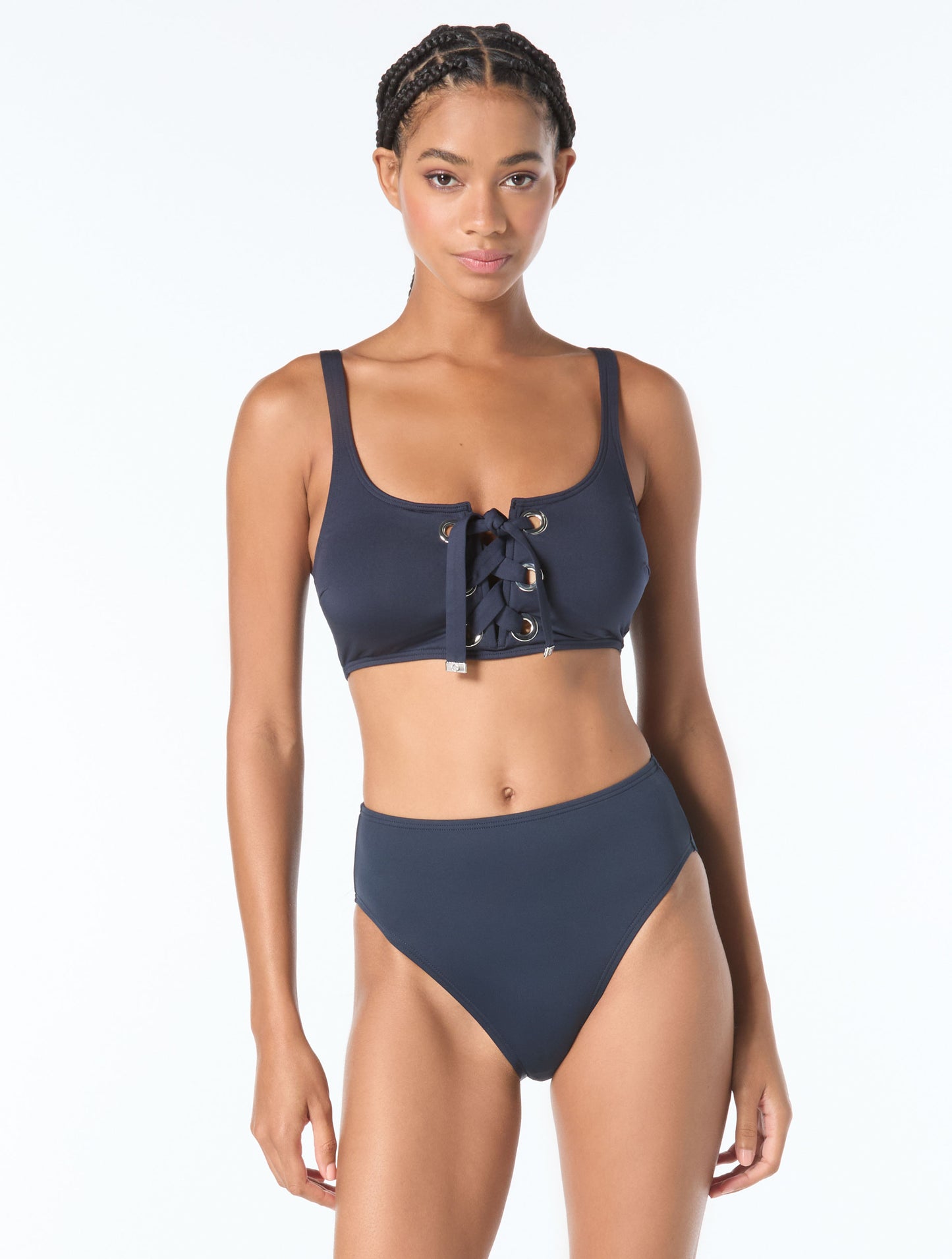 MICHAEL Michael Kors Lace Up Grommets Bralette Bikini Top - Grommet Solids