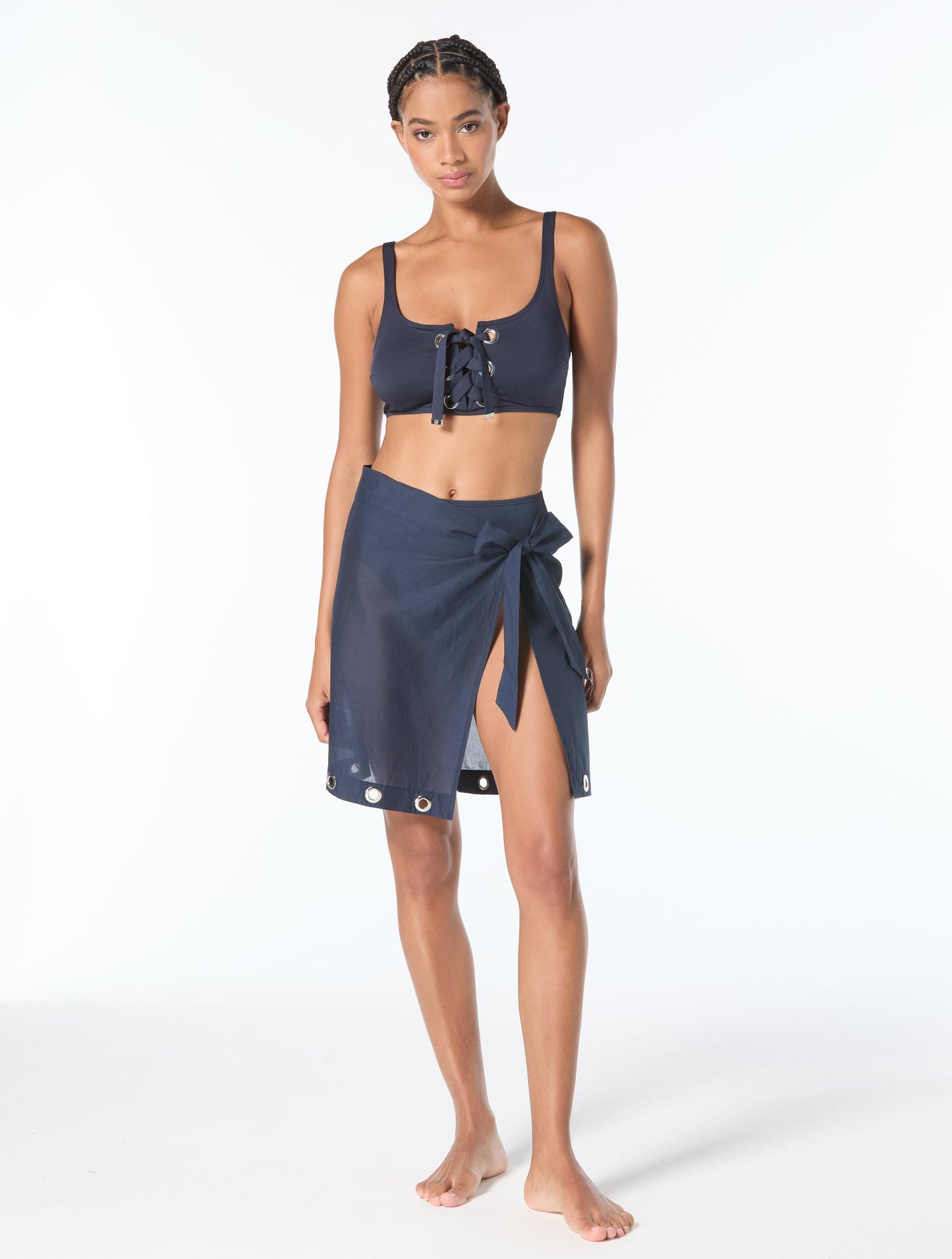 MICHAEL Michael Kors Lace Up Grommets Bralette Bikini Top - Grommet Solids