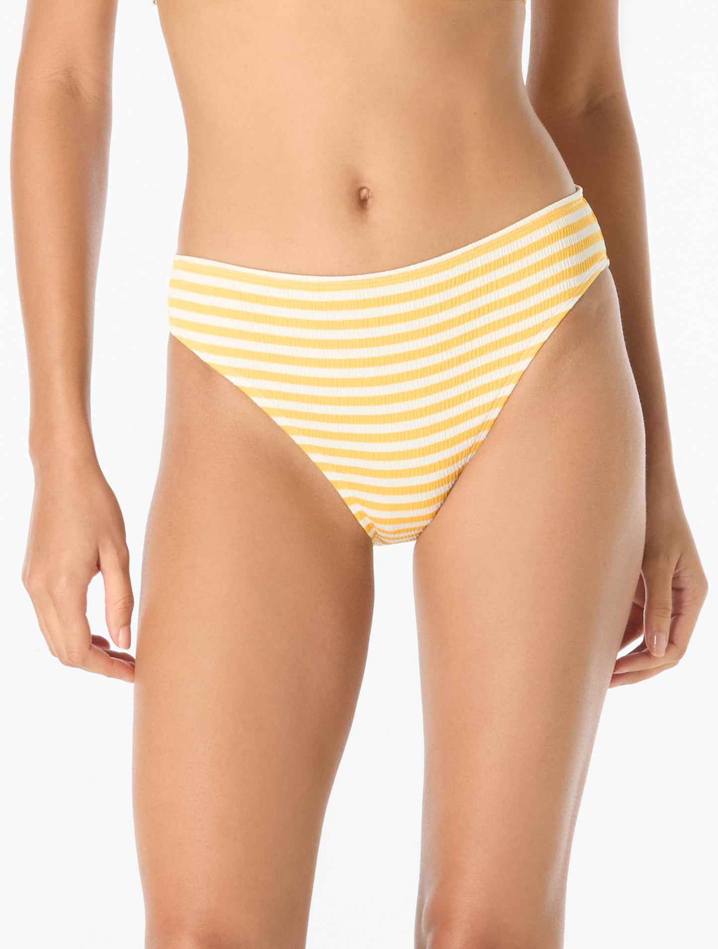 Michael Kors High Leg Textured Bikini Bottom - St Tropez Stripe