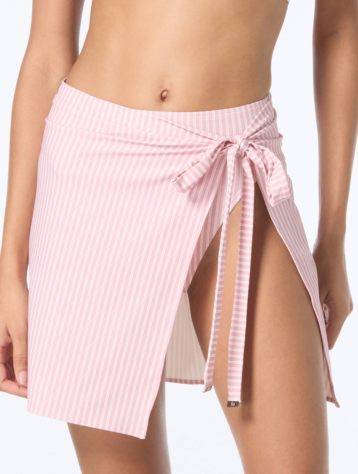 Michael Kors Bon Voyage Stripe Halter Bikini Set & Cover Up Sarong Bundle