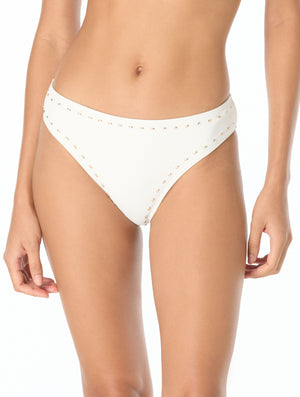 Michael Kors High Leg Bikini Bottom - Half Moon Studs