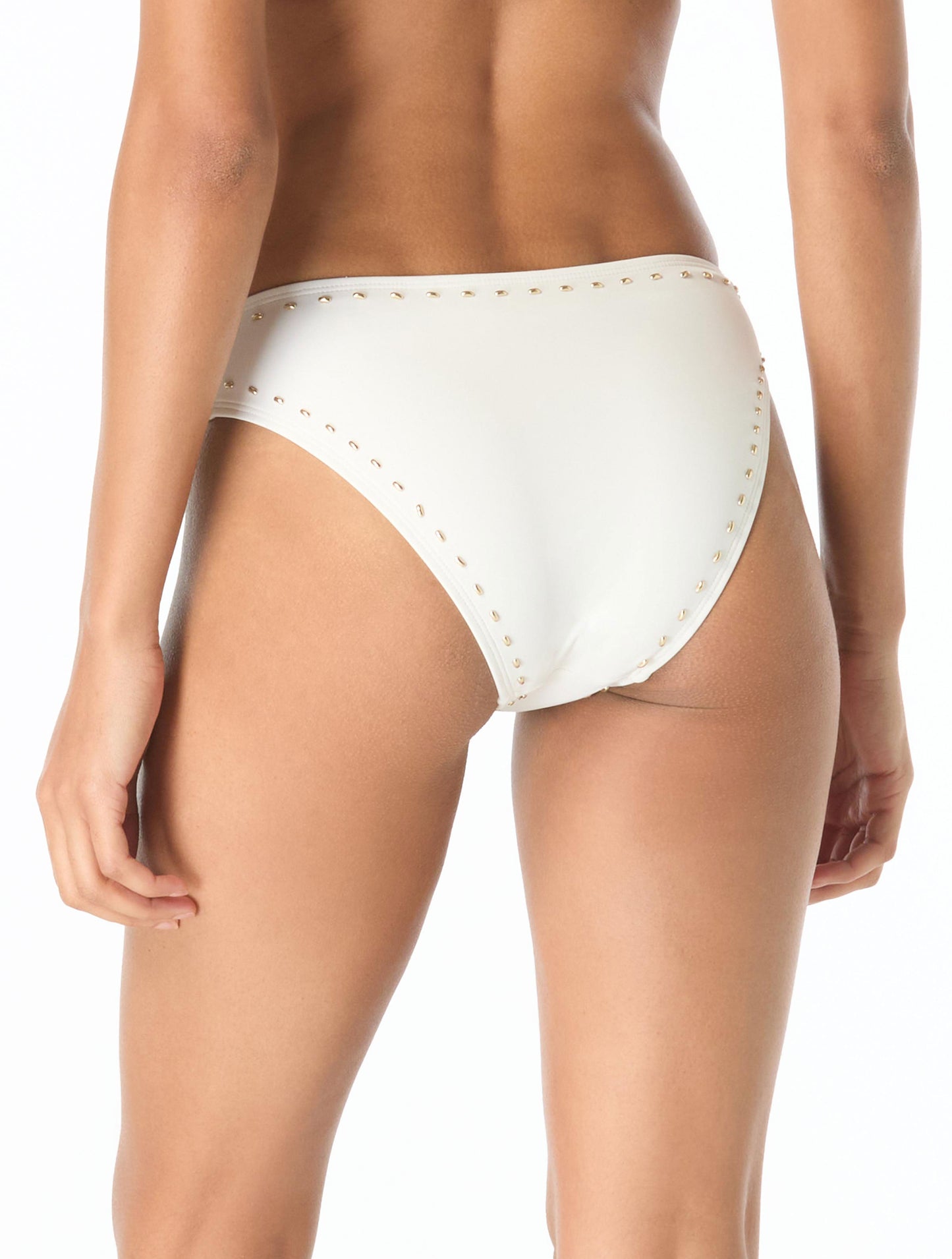 Michael Kors High Leg Bikini Bottom - Half Moon Studs