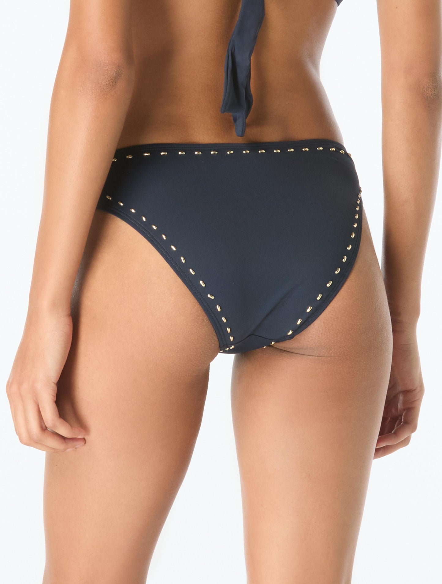 Michael Kors High Leg Bikini Bottom - Half Moon Studs