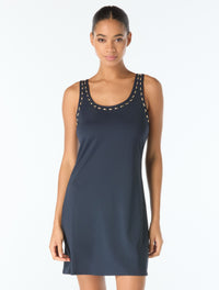 Michael Kors Cover Up Tank Dress - Half Moon Studs - 412 New Navy