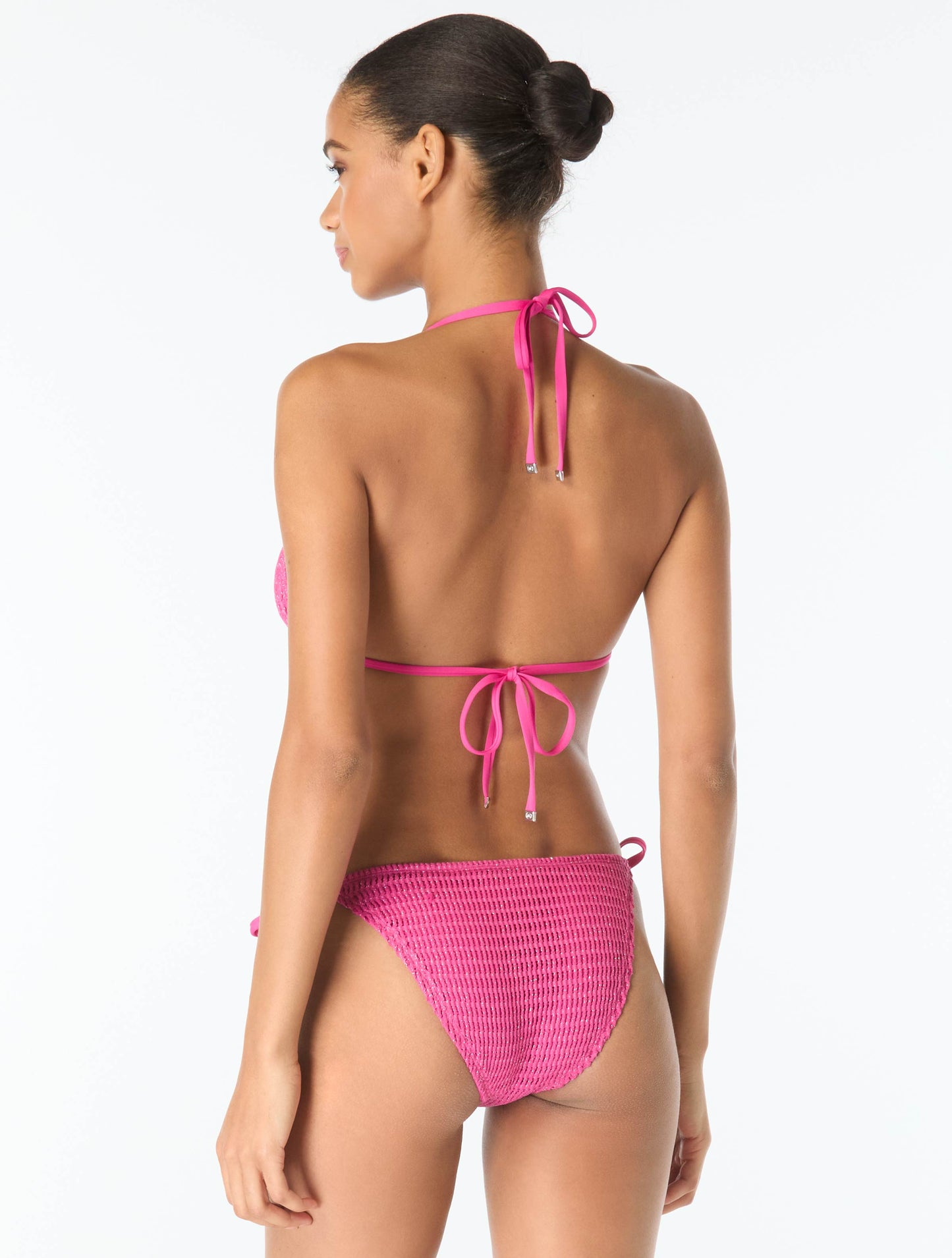 Michael Kors Halter Textured Bikini Top - Shimmer Crochet