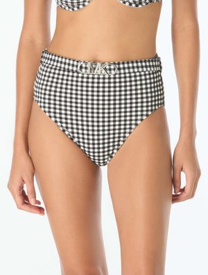 Michael Kors High Waisted Bikini Bottoms - Boho Gingham