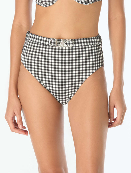 Michael Kors High Waisted Bikini Bottoms - Boho Gingham