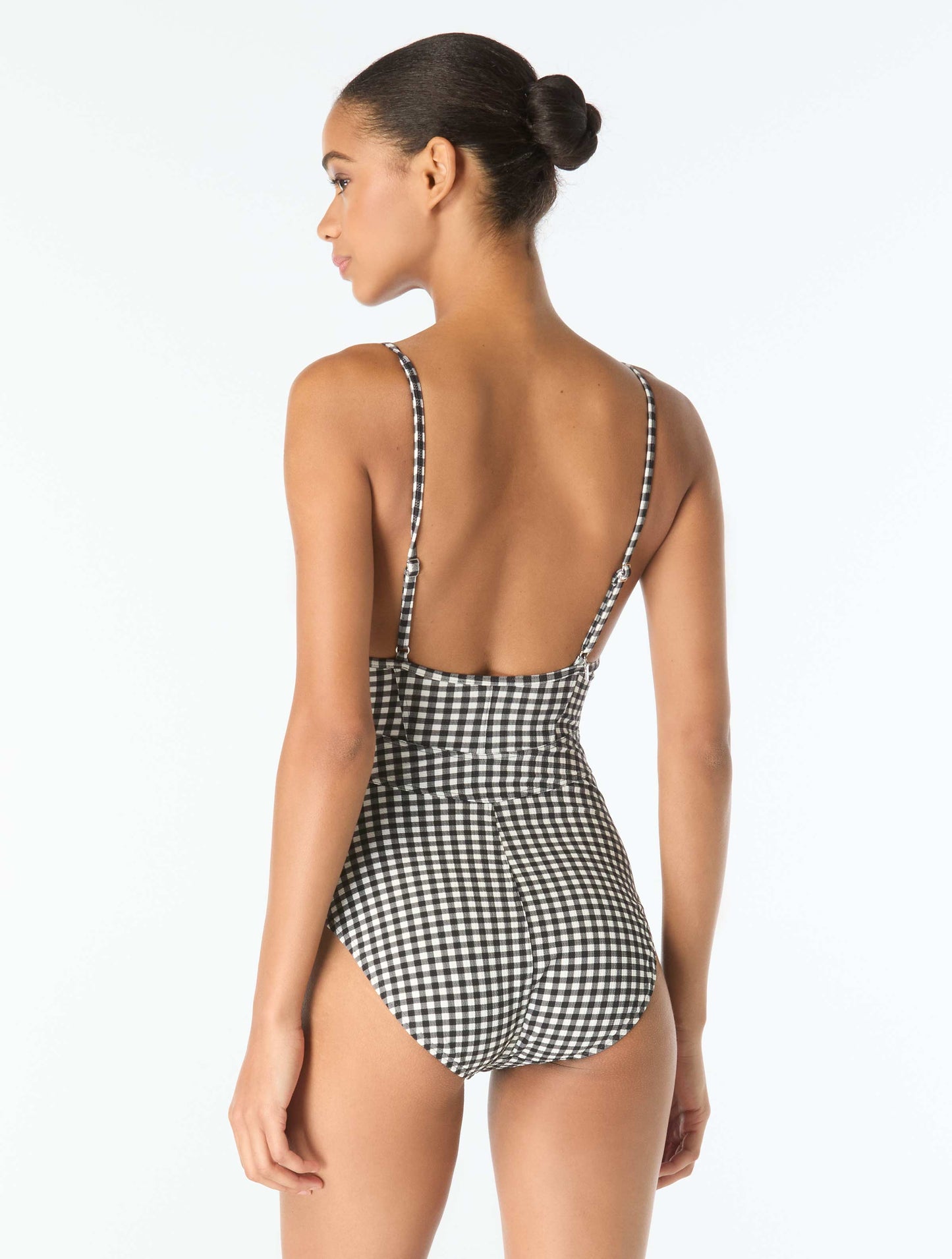 Michael Kors Underwire Textured One Piece Swimsuit - Boho Gingham