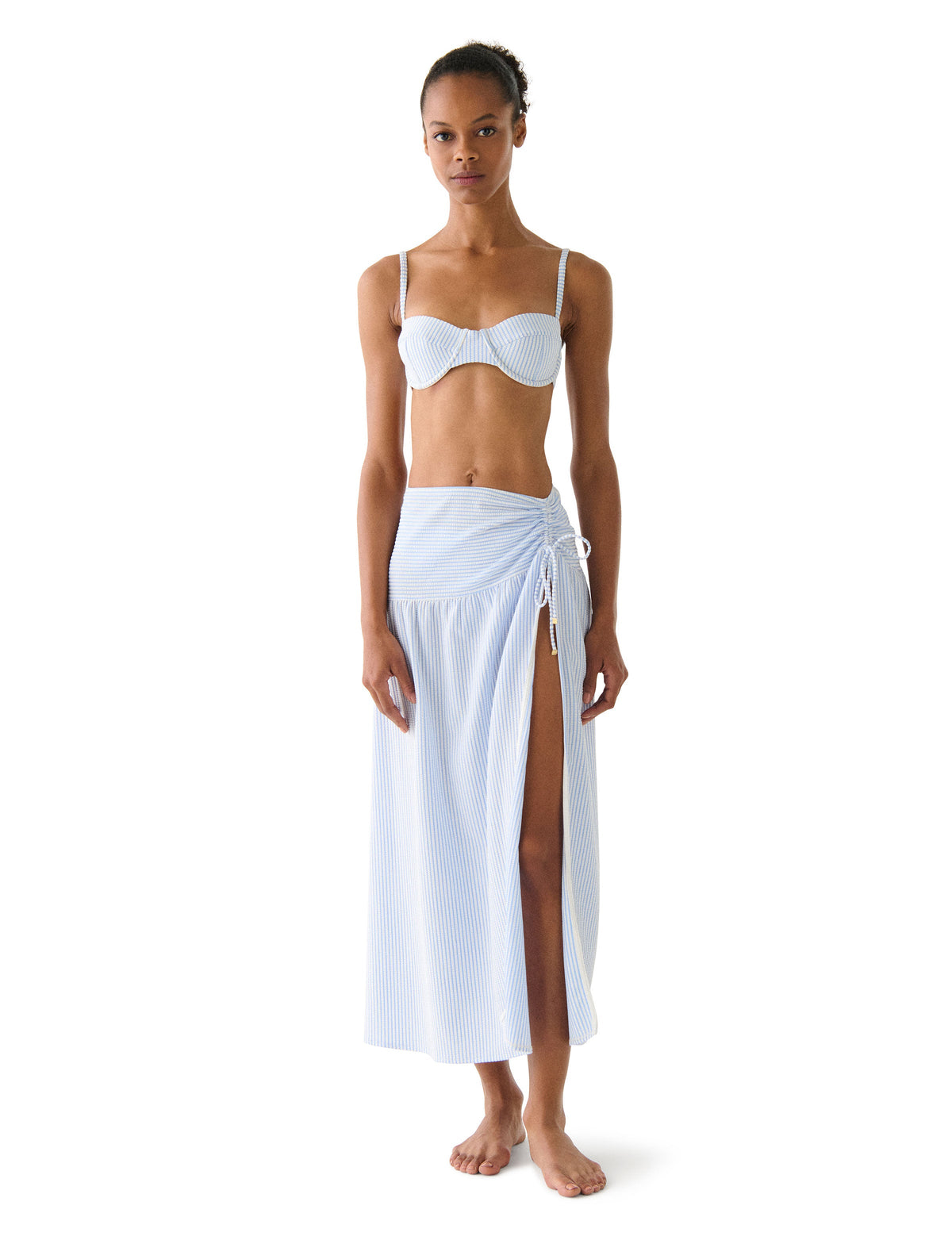 Kate Spade Tide Stripe Bikini Set & Long Cover Up Dress Bundle -