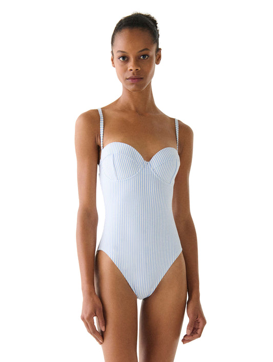 Kate Spade Underwire Bow One Piece Swimsuit - Tide Stripe