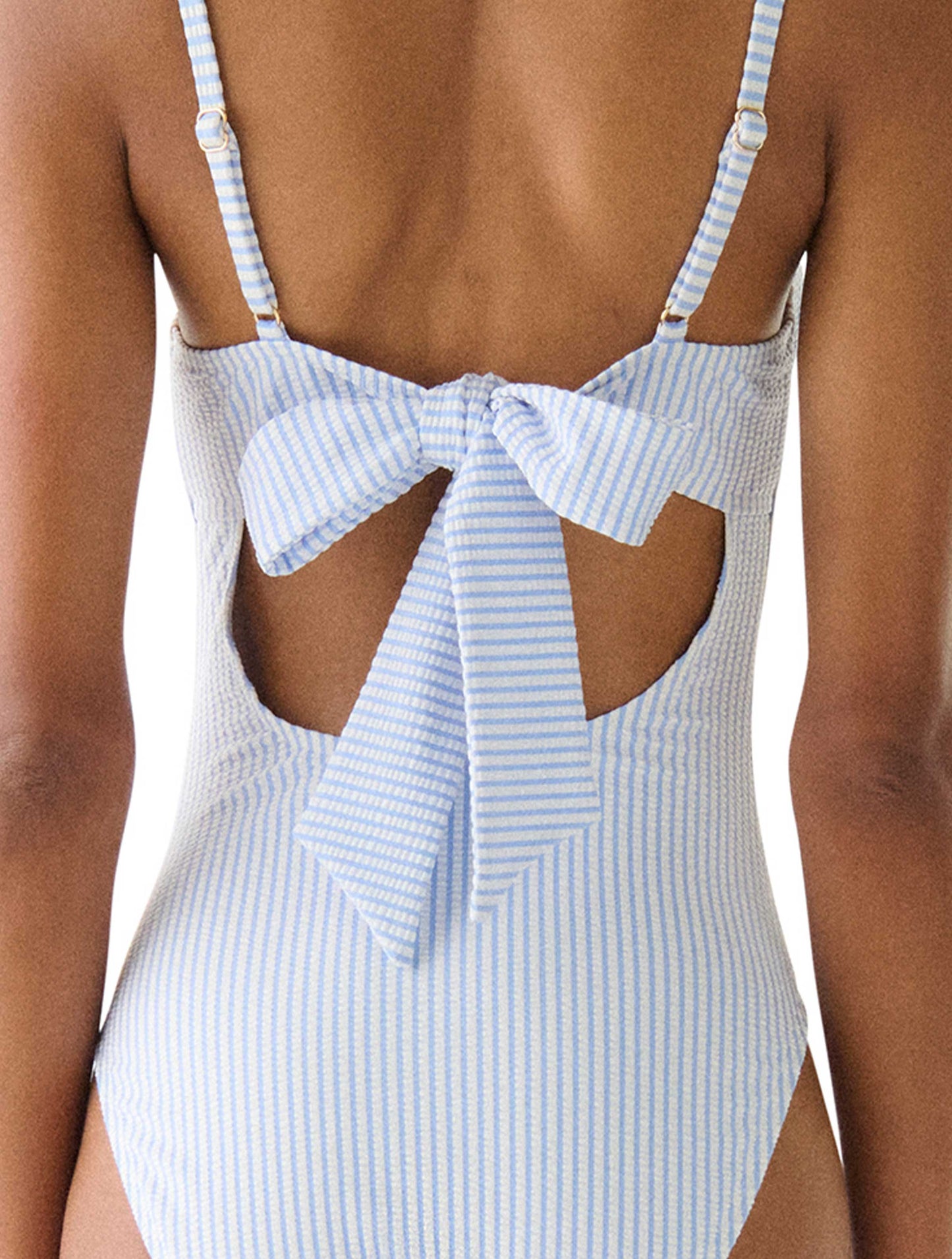 Kate Spade Underwire Bow One Piece Swimsuit - Tide Stripe