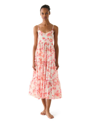 kate spade new york Tiered V-Neck Mesh Cover Up Dress - Floral Toile