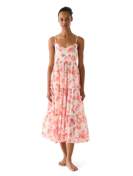 kate spade new york Tiered V-Neck Mesh Cover Up Dress - Floral Toile