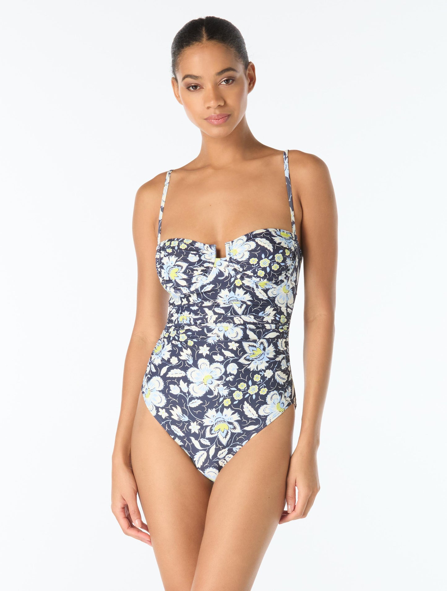 Kate Spade Underwire Ruched One Piece Swimsuit - Pretty Paisley