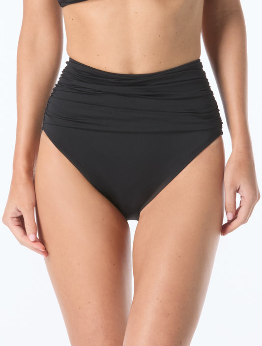 Kate Spade Shirred High Waist Bikini Bottom - Rosette Solids