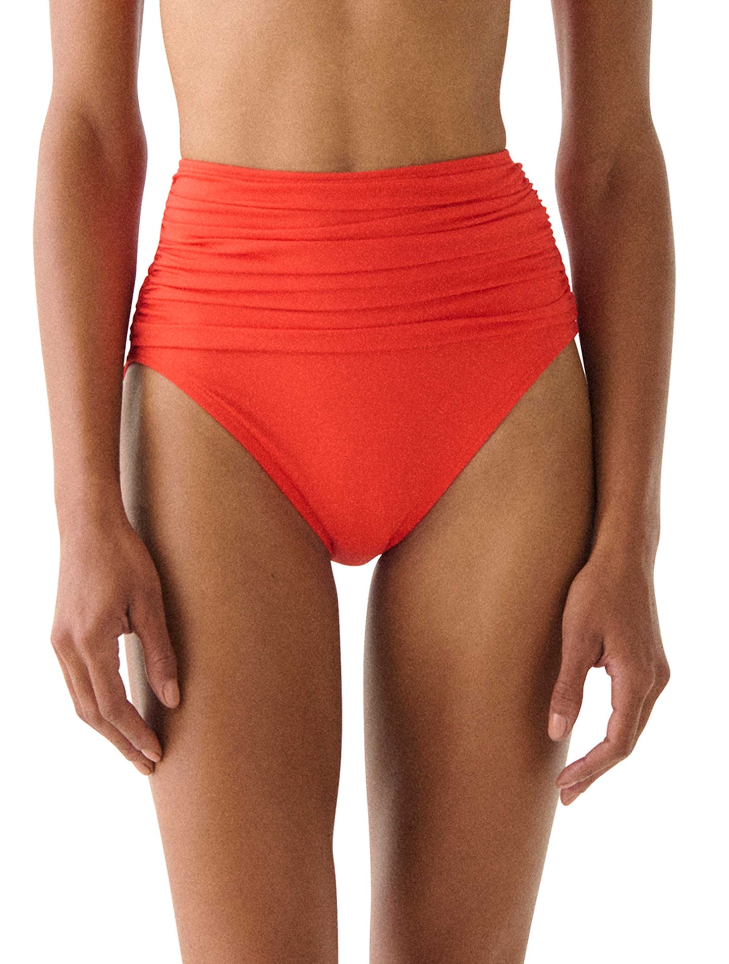 Kate Spade Shirred High Waist Bikini Bottom - Rosette Solids
