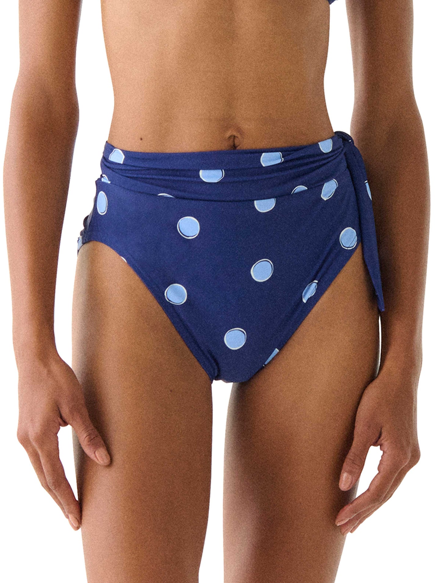 Kate Spade Convertible Side Tie High Waist Bikini Bottom - Downtown Dot
