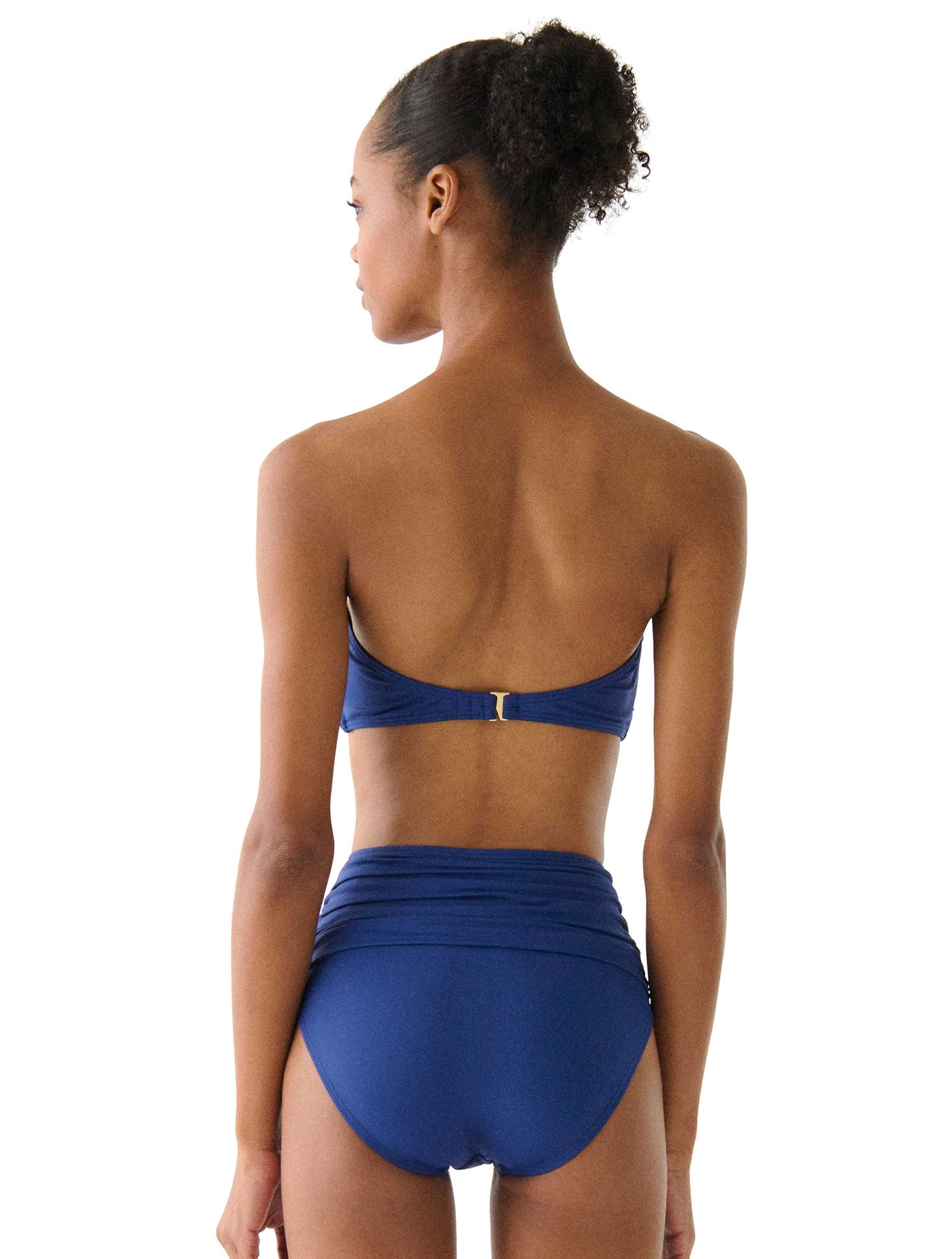 kate spade new york Bandeau Shirred Bikini Top - Contrast Rosette Solids