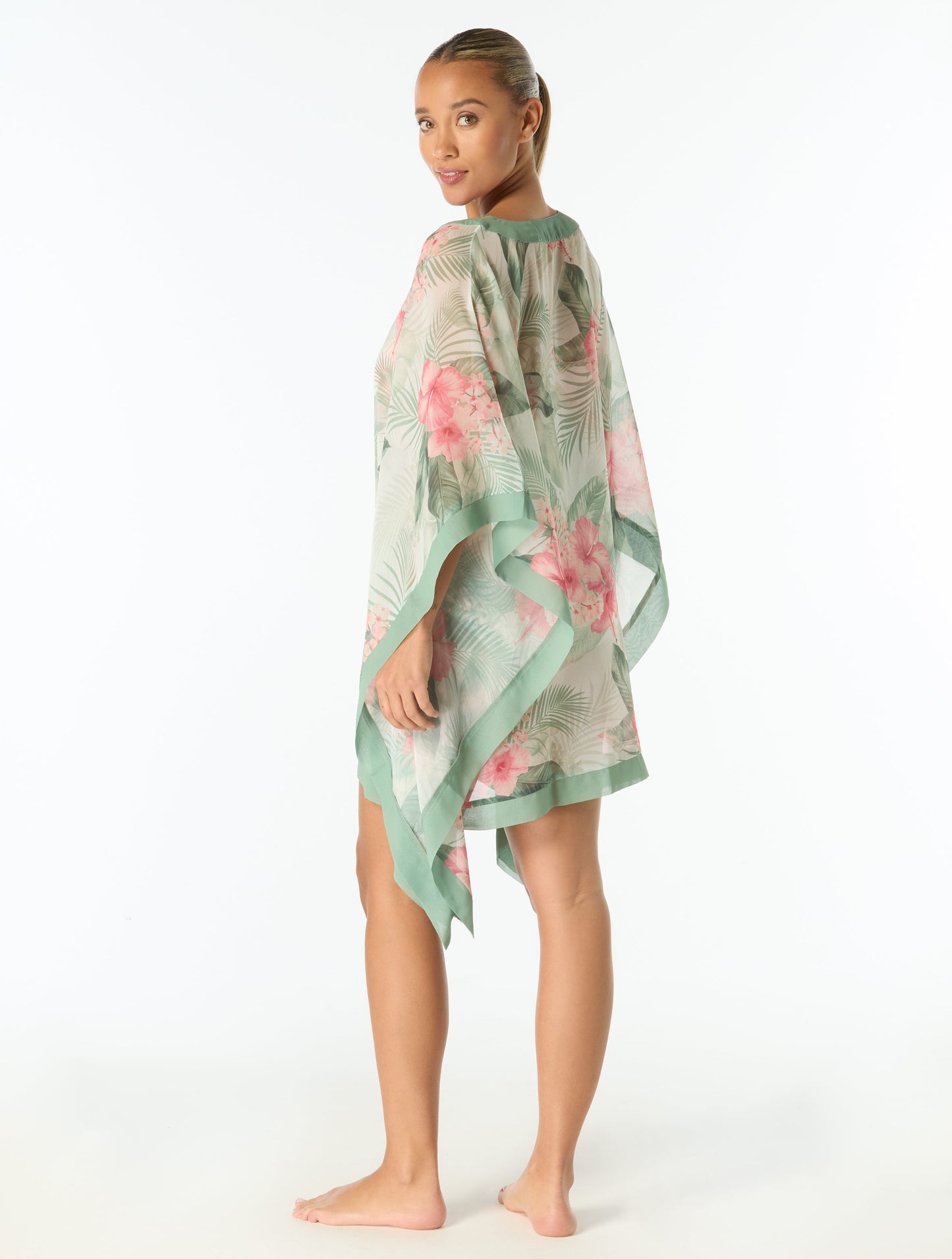 Coco Contours Grand Caftan V-Neck Dress Cover Up - Hibiscus Breeze