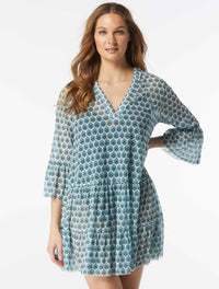 Coco Reef Enchant Mesh Cover Up Dress - Island Lotus - 119 WHITE MLTI