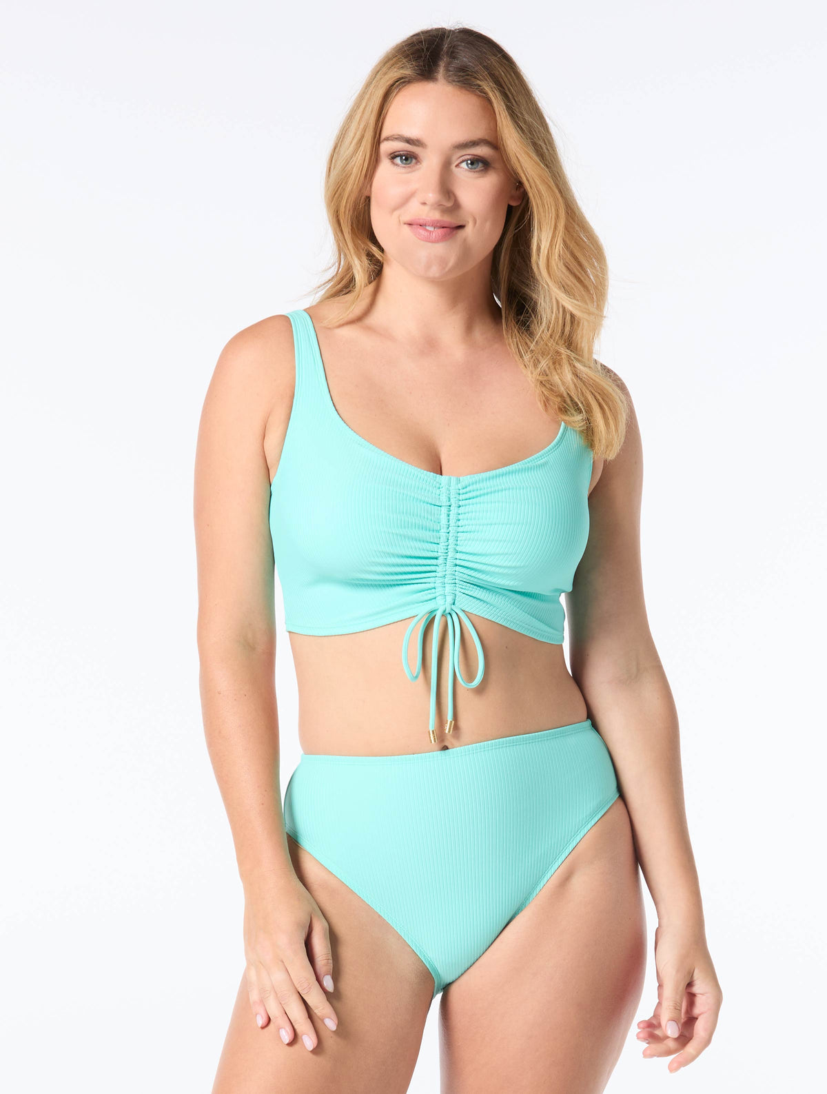 Coco Reef Elevate Bra Sized Shirred Underwire Bikini Top - Rib Solids - 354 Sea Jade