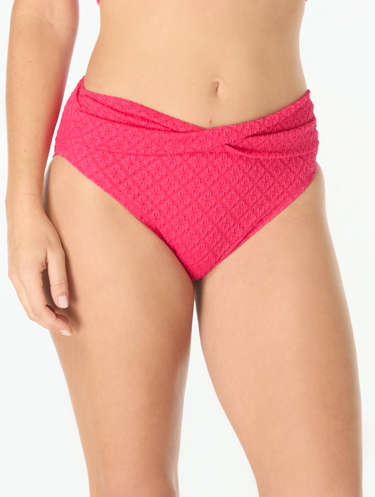 Coco Reef Tyra Texture Twist Front High Waist Bikini Bottom - Summer Trellis