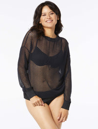 Coco Reef Splendor Crochet Cover Up Top - Oceanside Textures - 006 CAST-BLACK