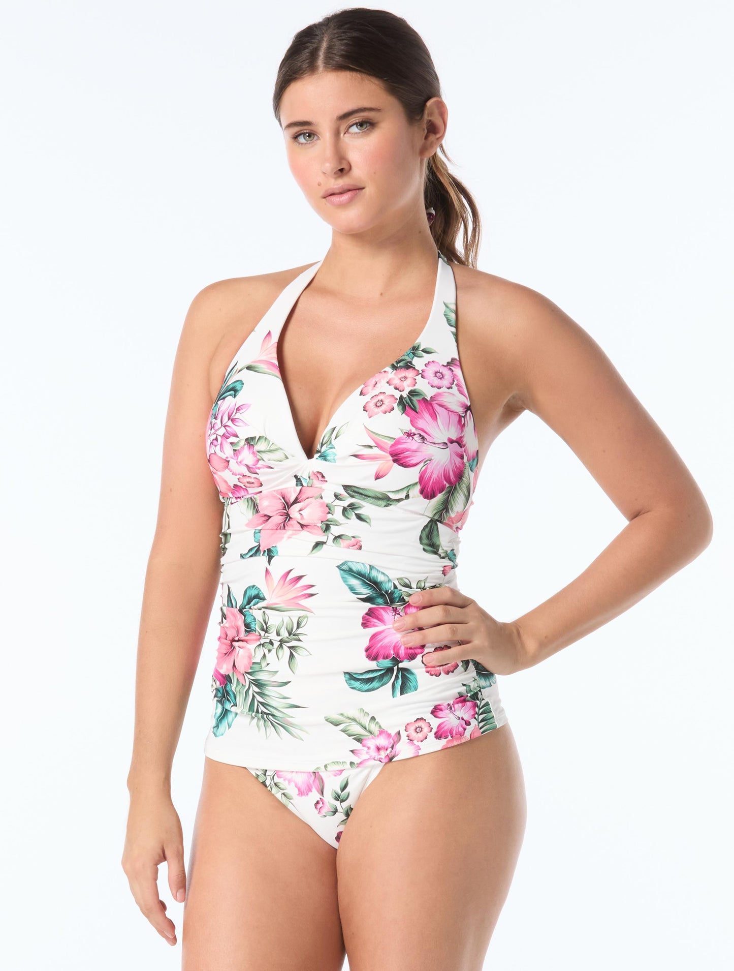 Coco Reef Assure Bra Sized Halter Wireless Tankini Top - Spiced Tropical