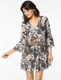Coco Reef Enchant Cover Up Dress - Midnight Jungle - 006 CAST-BLACK