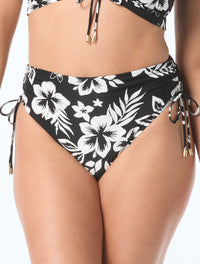 Coco Reef Inspire Shirred High Waist Bikini Bottom - Aloha Monotone
