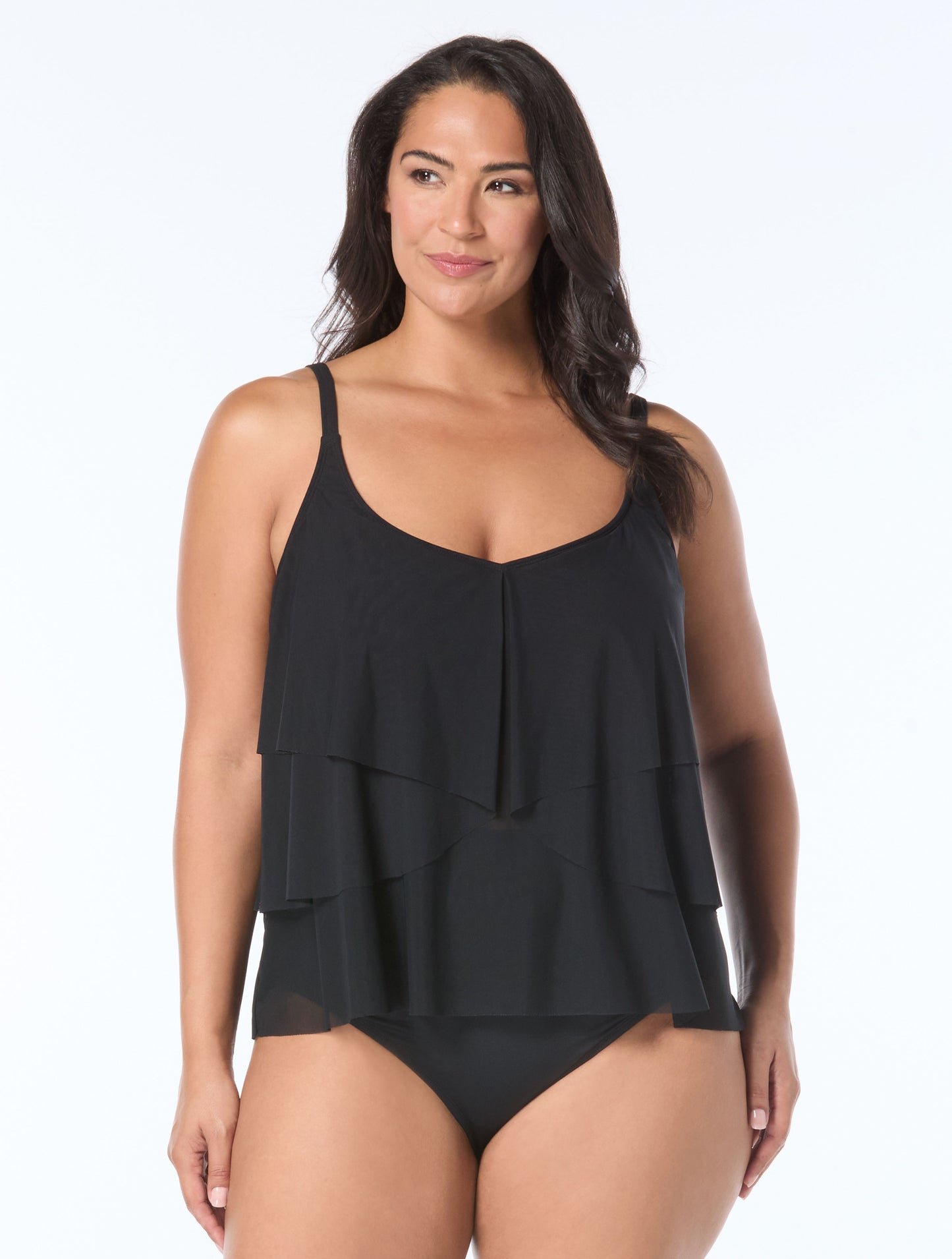 Coco Reef Lotus Ruffle Bra Sized Underwire Tankini Top - Classic Solids