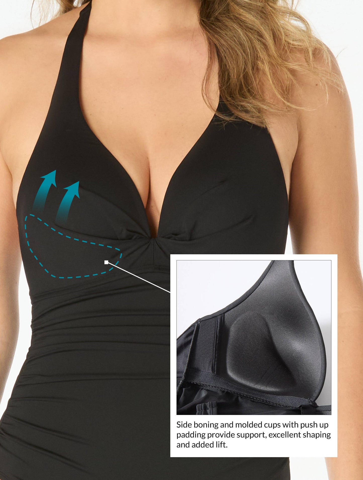 Coco Reef Assure Bra Sized Halter One Piece Swimsuit - Classic Solids