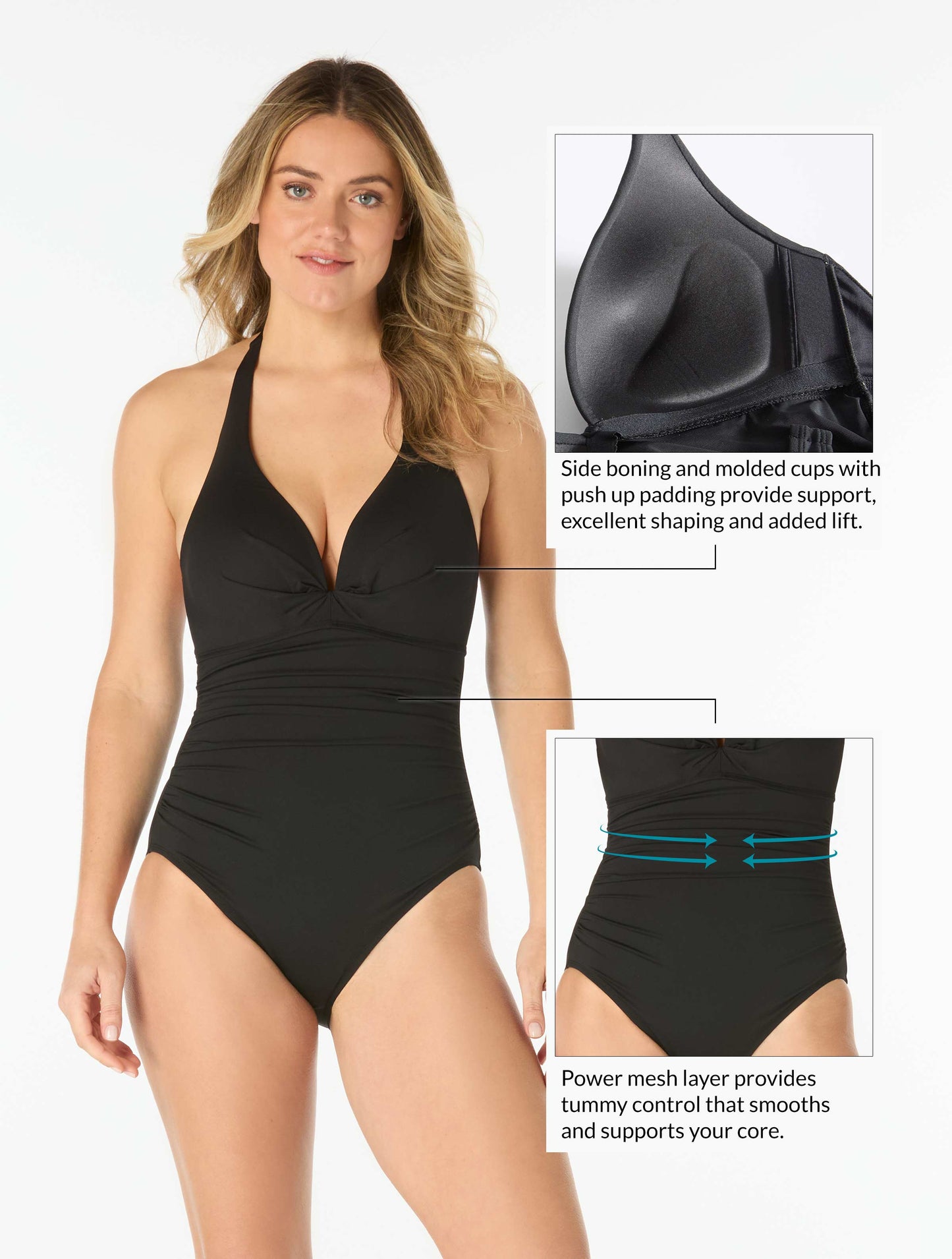 Coco Reef Assure Bra Sized Halter One Piece Swimsuit - Classic Solids