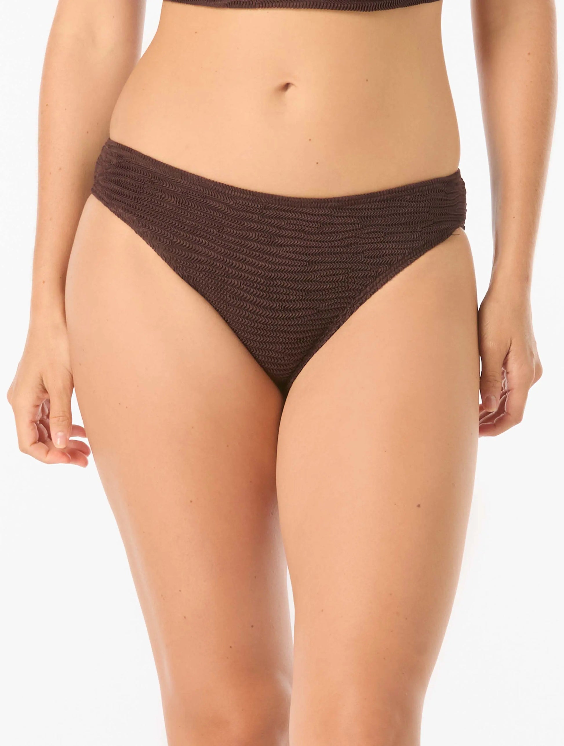 Vince Camuto High Cut Bikini Bottom - Ocean Ripple - 224 COCOA