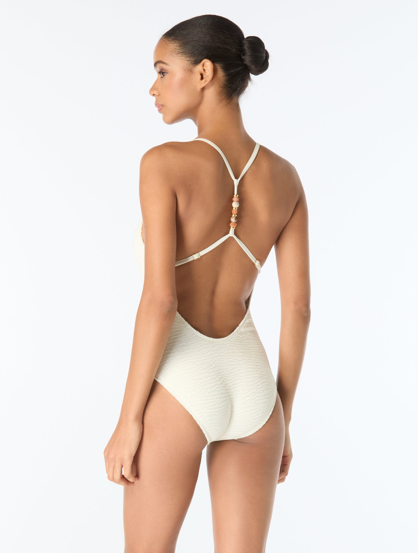 Vince Camuto Beaded Racerback Scoop Neck One Piece Swimsuit - Ocean Ripple