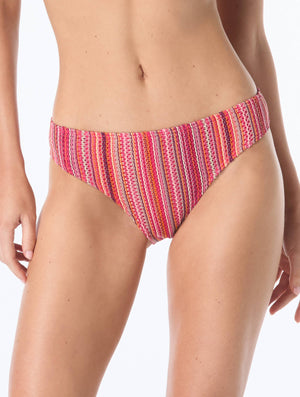 Vince Camuto High Cut Bikini Bottom - Stripe Crochet