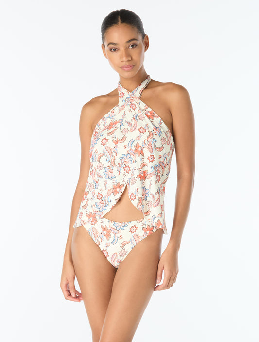 Vince Camuto Crossover Halter Tankini Top - Bohemian Glamour Mini