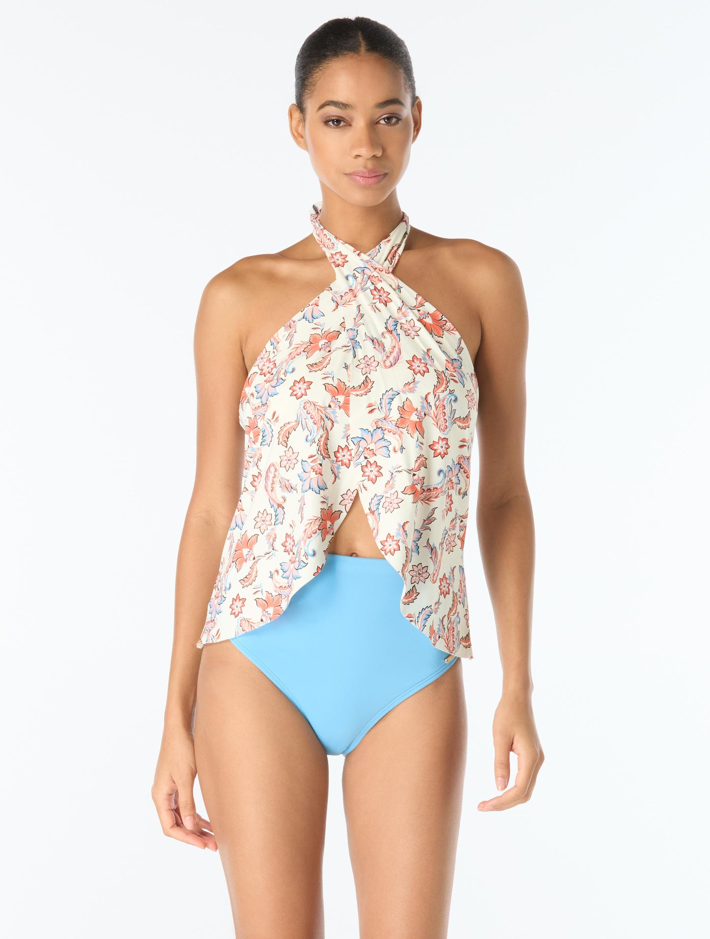 Vince Camuto Crossover Halter Tankini Top - Bohemian Glamour Mini