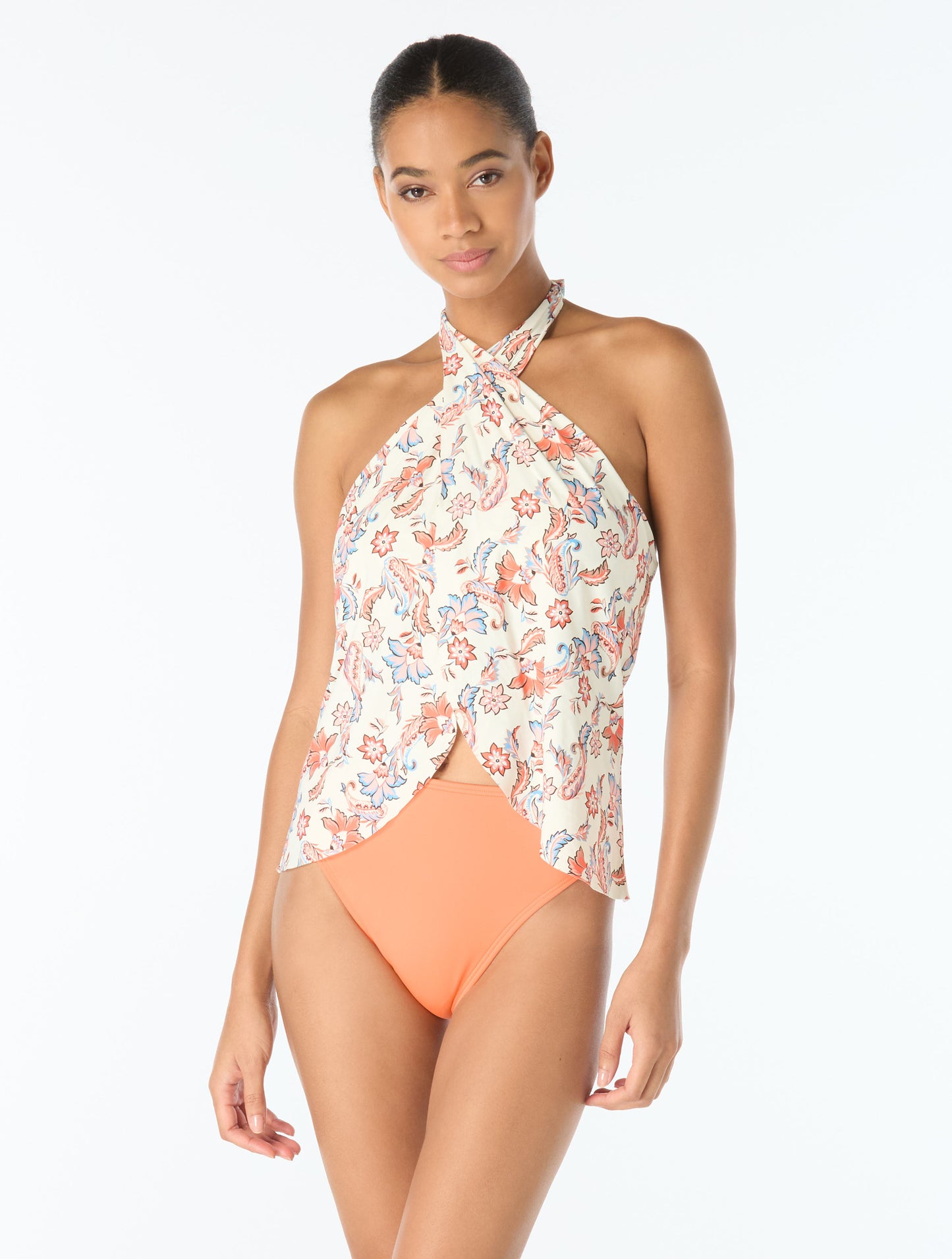 Vince Camuto Crossover Halter Tankini Top - Bohemian Glamour Mini