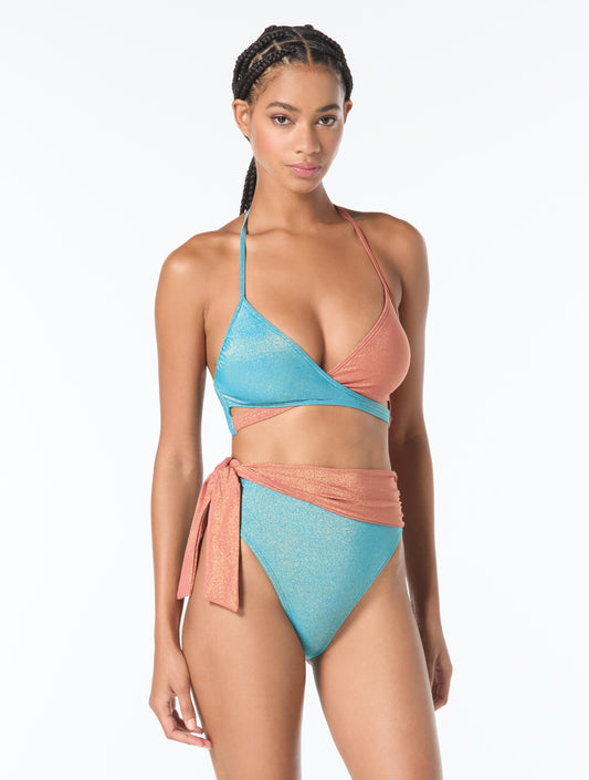 Vince Camuto Wrap Front Bikini Top - Sparkle Texture
