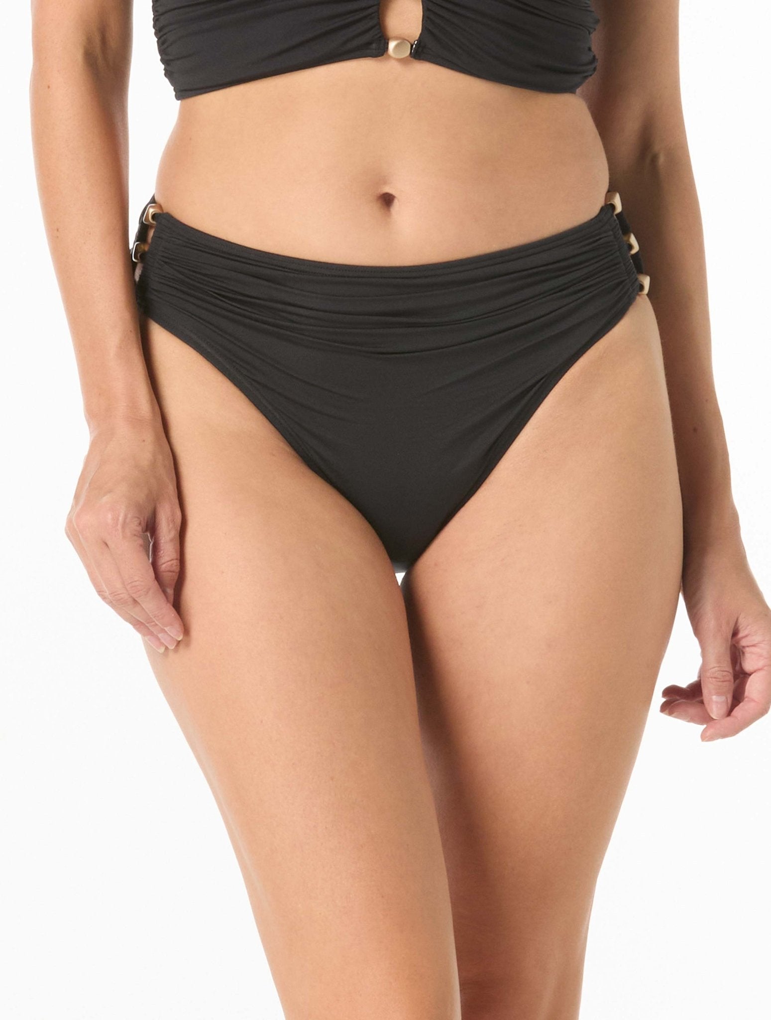 Carmen Marc Valvo Black Beaded Bikini Set & Crochet Pants Cover Up Bundle - Beach2Ocean