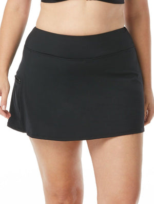 Beach House Plus Size Emma Pull On Swim Skort - Beach Solids
