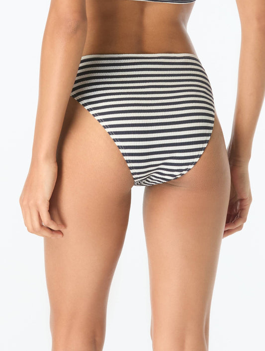 Michael Kors High Leg Textured Bikini Bottom - St Tropez Stripe - Beach2Ocean