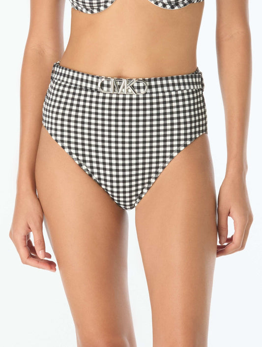 Michael Kors High Waisted Bikini Bottoms - Boho Gingham - Beach2Ocean