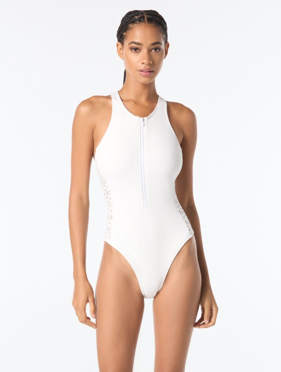 MICHAELKORS 水着 Michael Michael Kors Zip-Front Racerback Tankini Top Women's